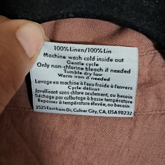 Parachute 100% Linen Button Down Shirt Top Clay Oversized XS Breathable Boho - Picture 9 of 11